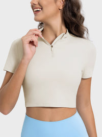 Millennia Quarter Zip Short Sleeve Active T-Shirt Trandify deal