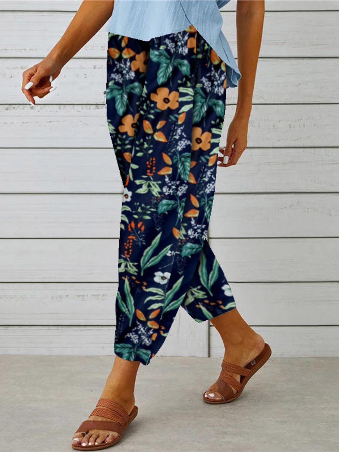 Printed Tied Cropped Pants Trandify deal