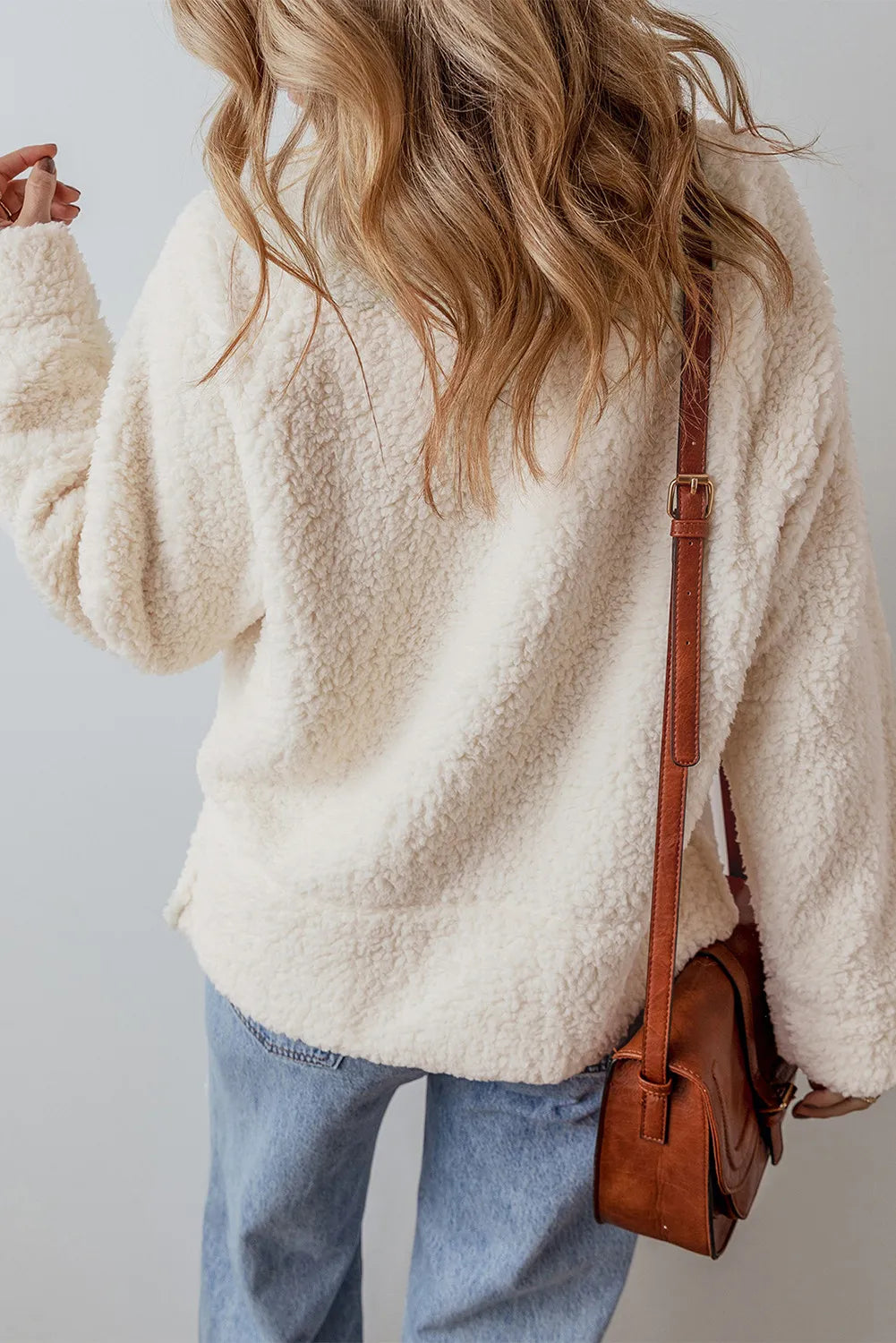 Turtleneck Long Sleeve Slit Fleece Sweatshirt Trandify Deal