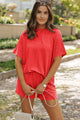 Round Neck Dropped Shoulder Top and Shorts Set - Trandify Deal
