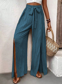 Tied Slit Wide Leg Pants Trandify deal