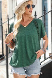 Heathered V-Neck Short Sleeve T-Shirt - Trandify Deal