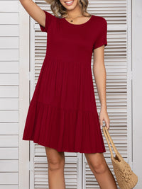 Round Neck Short Sleeve Mini Tee Dress Trandify deal