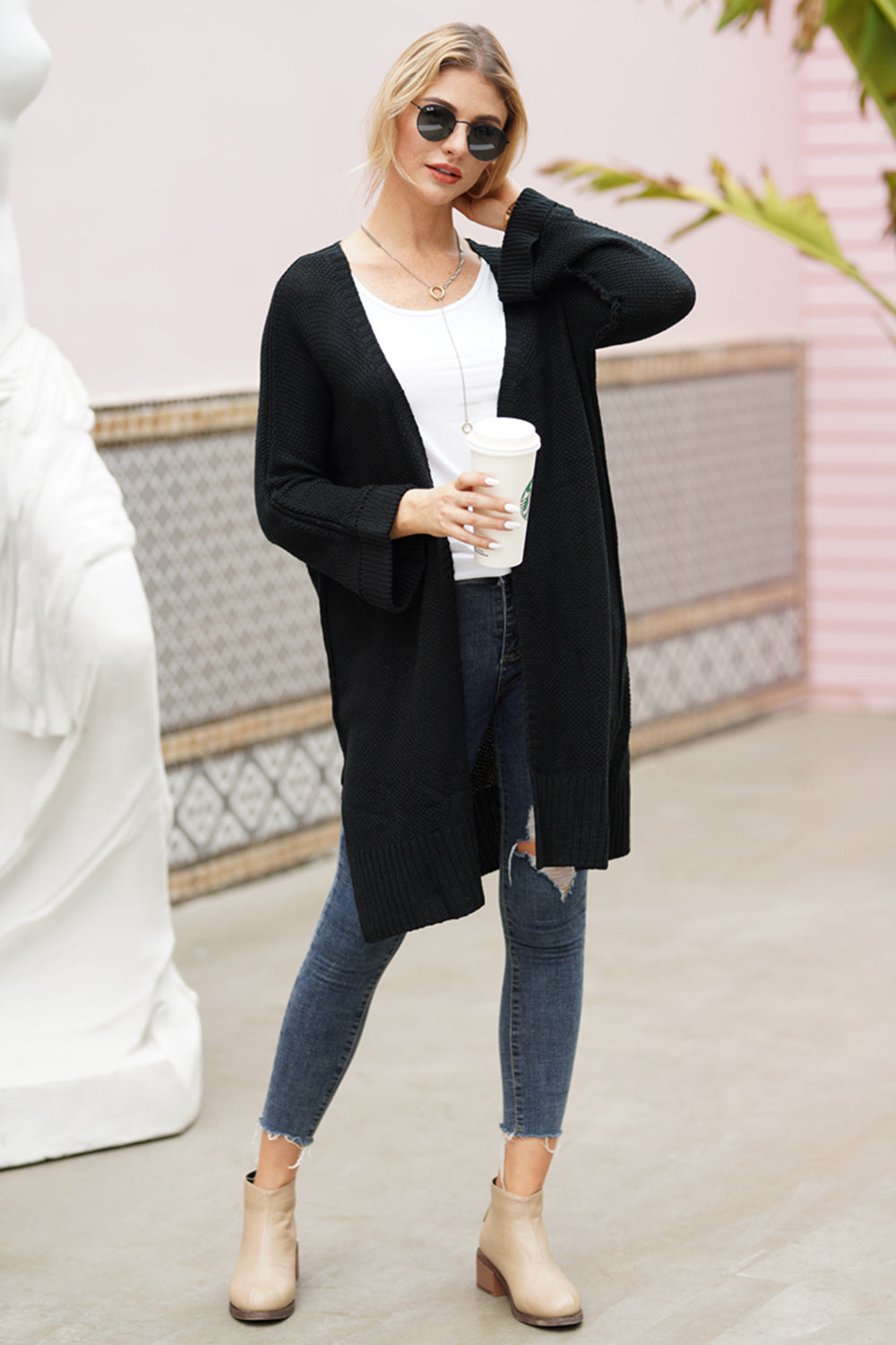 Open Front Long Sleeve Cardigan Trandify Deal