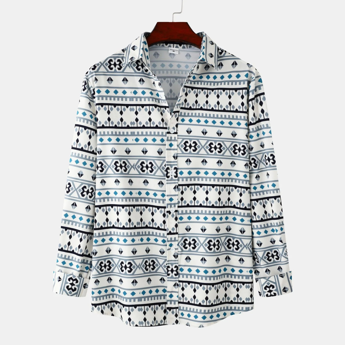 Trendy Men's Button-Up Shirt with Unique Geometric Design – Perfect for Office & Parties