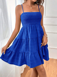 Smocked Tiered Sleeveless Mini Dress Trandify deal