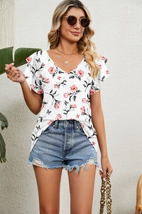 V-Neck Short Sleeve Blouse Trandify deal