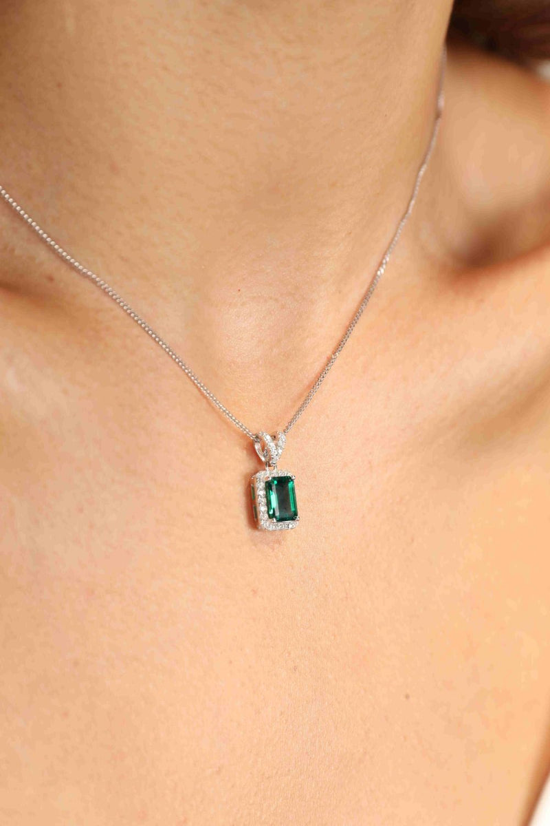 Adored 1.25 Carat Lab-Grown Emerald Pendant Necklace Trandify Deal