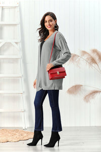 Cable-Knit Open Front Long Sleeve Cardigan Trandify Deal
