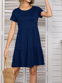 Round Neck Short Sleeve Mini Tee Dress Trandify deal