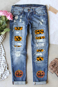 Pumpkin Distressed Straight Jeans Trandify Deal