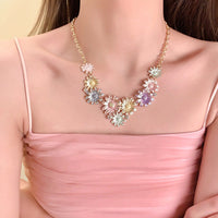 Alloy Rhinestone Daisy Necklace Trandify Deal