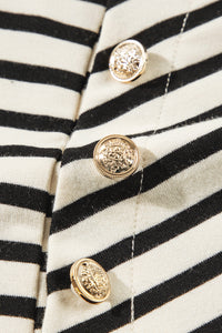 Decorative Button Striped Long Sleeve Sweatshirt Trandify Deal