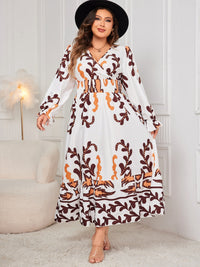 Honey Plus Size Printed Surplice Flounce Sleeve Dress Trandify Deal