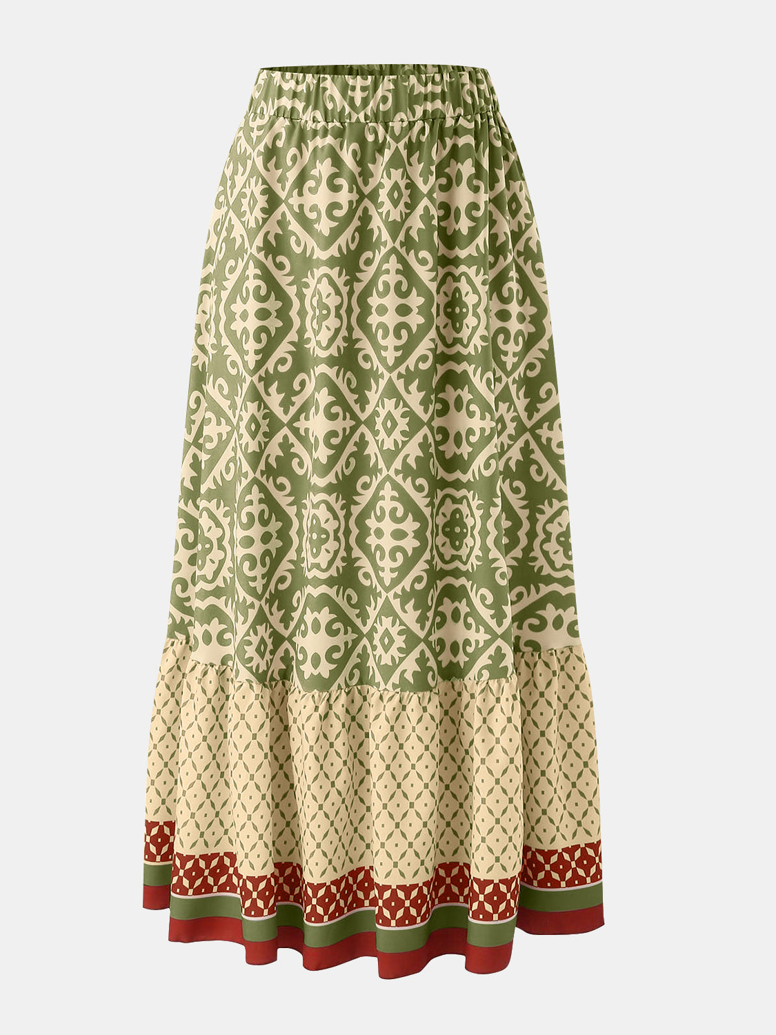 Geometric Elastic Waist Maxi Skirt Trandify deal