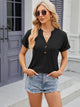 Decorative Button Notched Short Sleeve T-Shirt Trandify deal