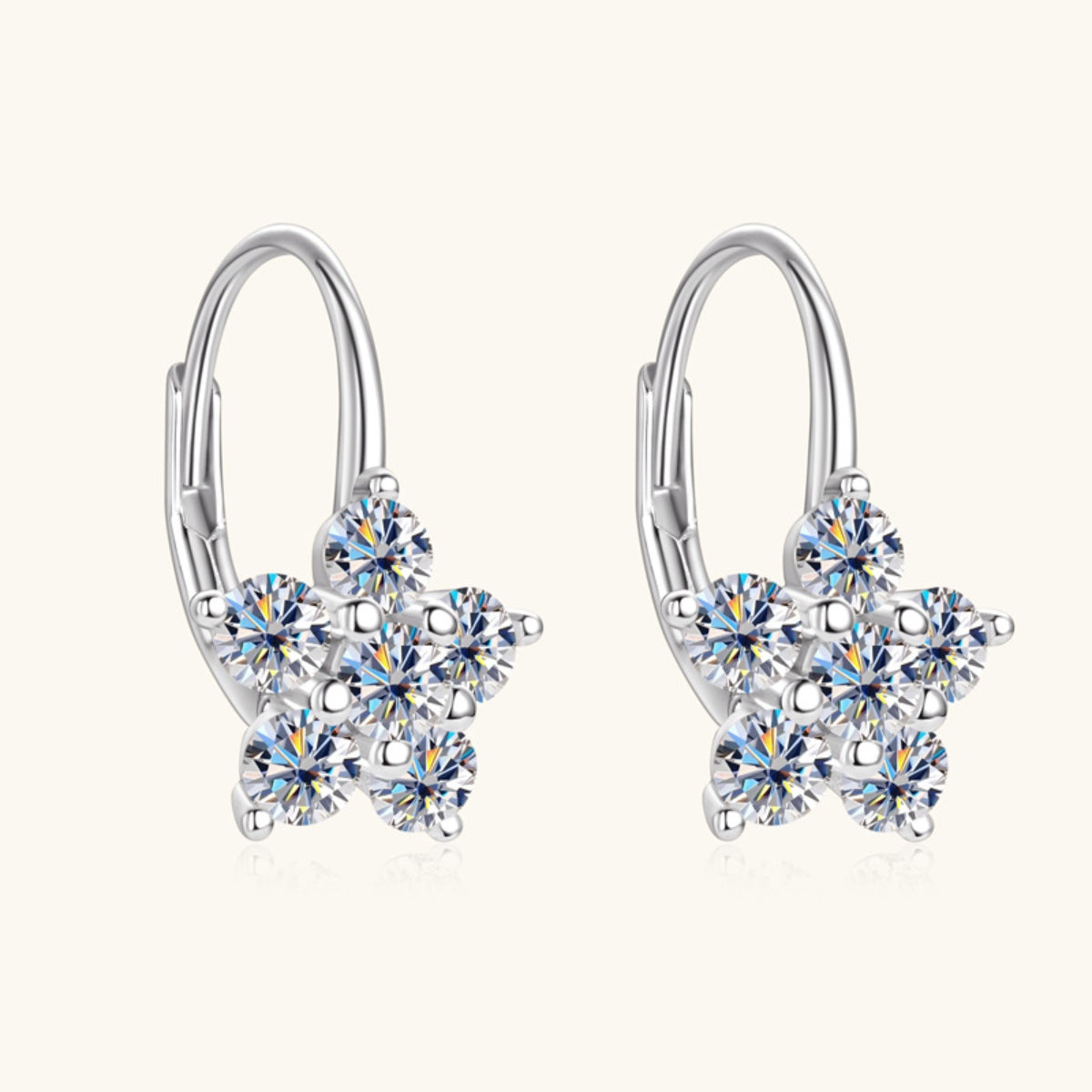 1.2 Carat 925 Sterling Silver Moissanite Flower Huggie Earrings Trandify Deal