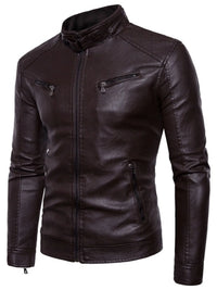 Men's Plus Size Motorcycle Leather Jacket - Casual Biker Jacket