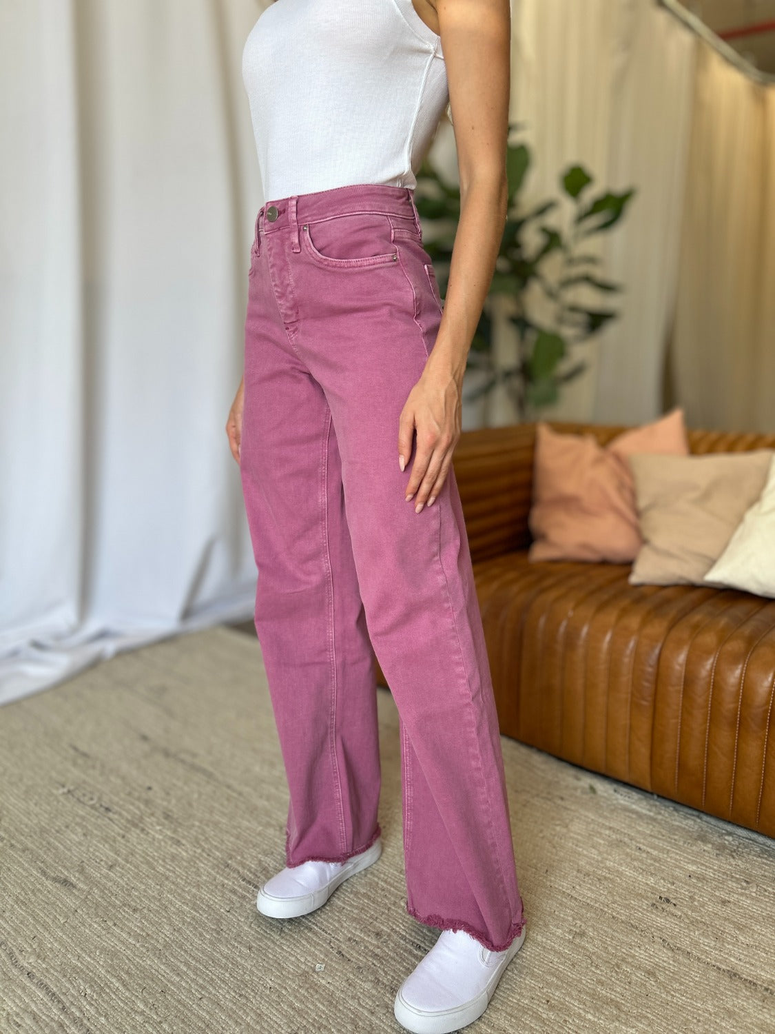 RFM Full Size High Rise Garment Dye Wide Leg  Jeans Trandify Deal
