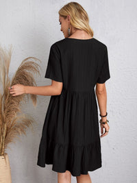 Full Size V-Neck Short Sleeve Dress Trandify deal