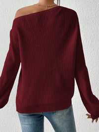 Honey Single Shoulder Long Sleeve Sweater Trandify Deal
