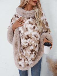Furry Contrast Three-Quarter Poncho Trandify Deal