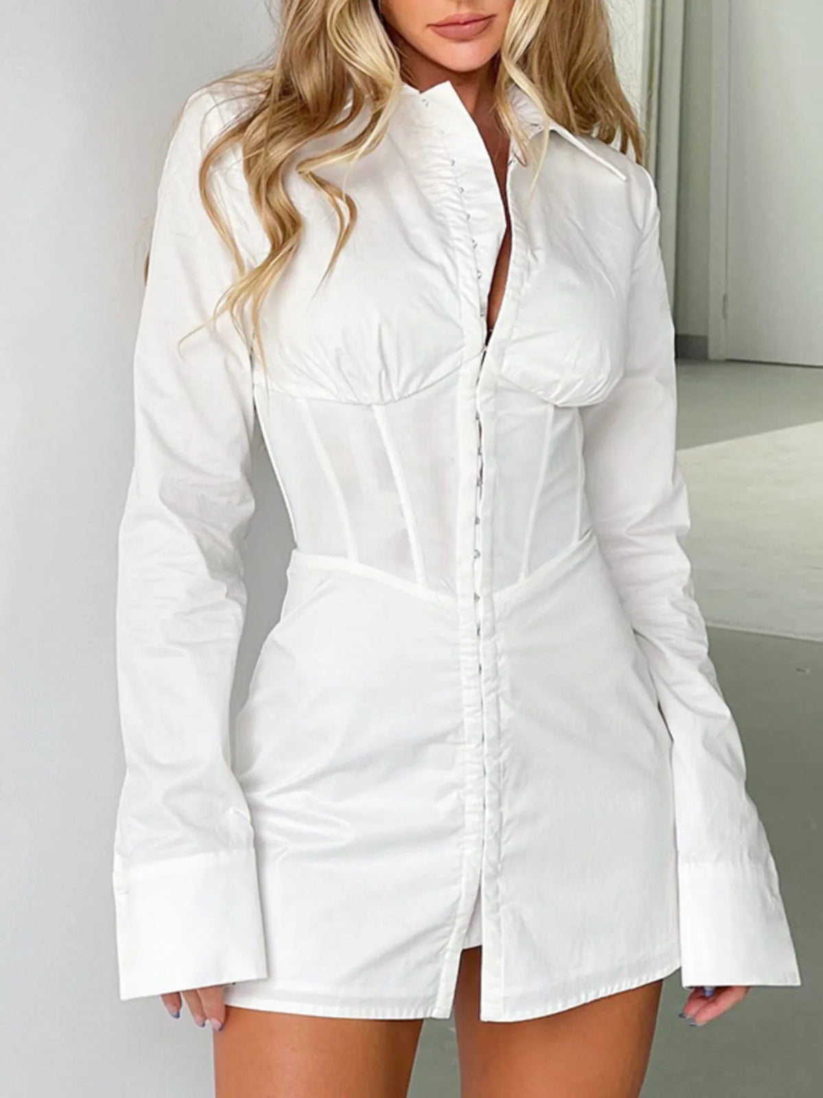 Petite women’s collared shirt dress – trendy fall fashion