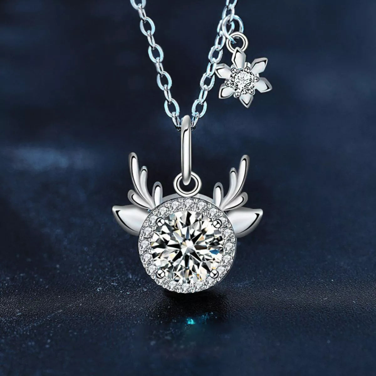 1 Carat Moissanite Deer Antler Necklace in Sterling Silver