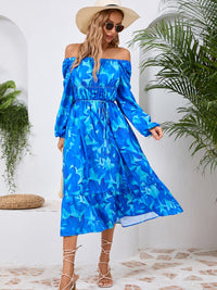 Printed Long Sleeve Midi Dress Trandify Deal