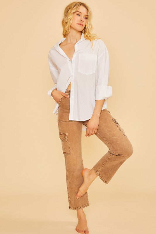 Annie Wear Straight Leg Jeans with Cargo Pockets Trandify Deal