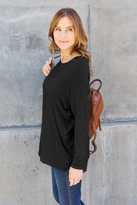 Basic Bae Full Size Round Neck Dropped Shoulder T-Shirt Trandify Deal