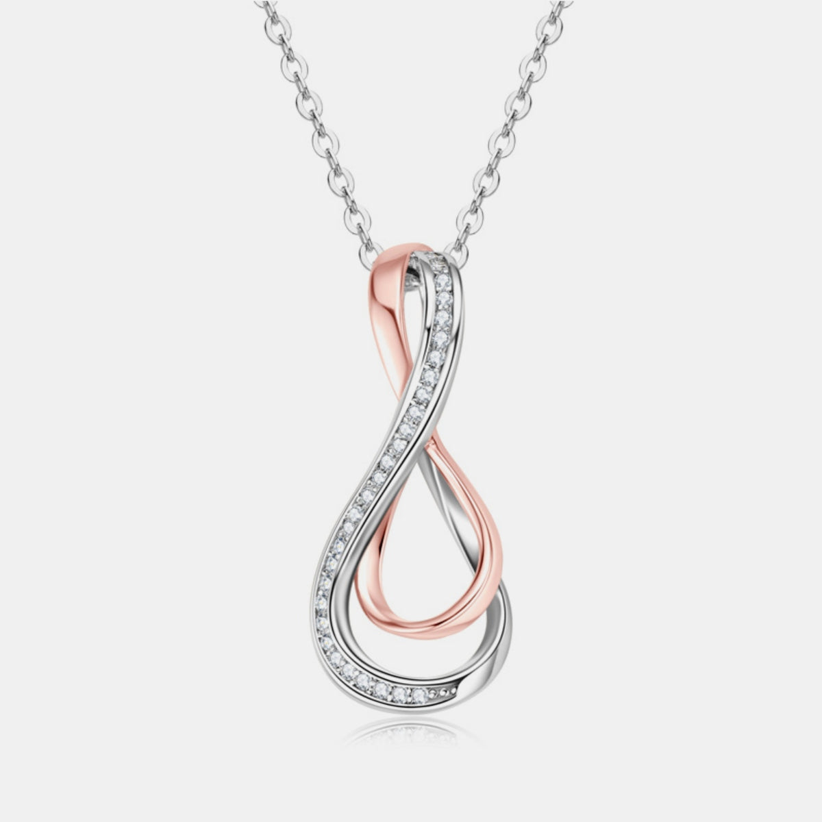 925 Sterling Silver Inlaid Moissanite Infinity Pendant Necklace Trandify deal