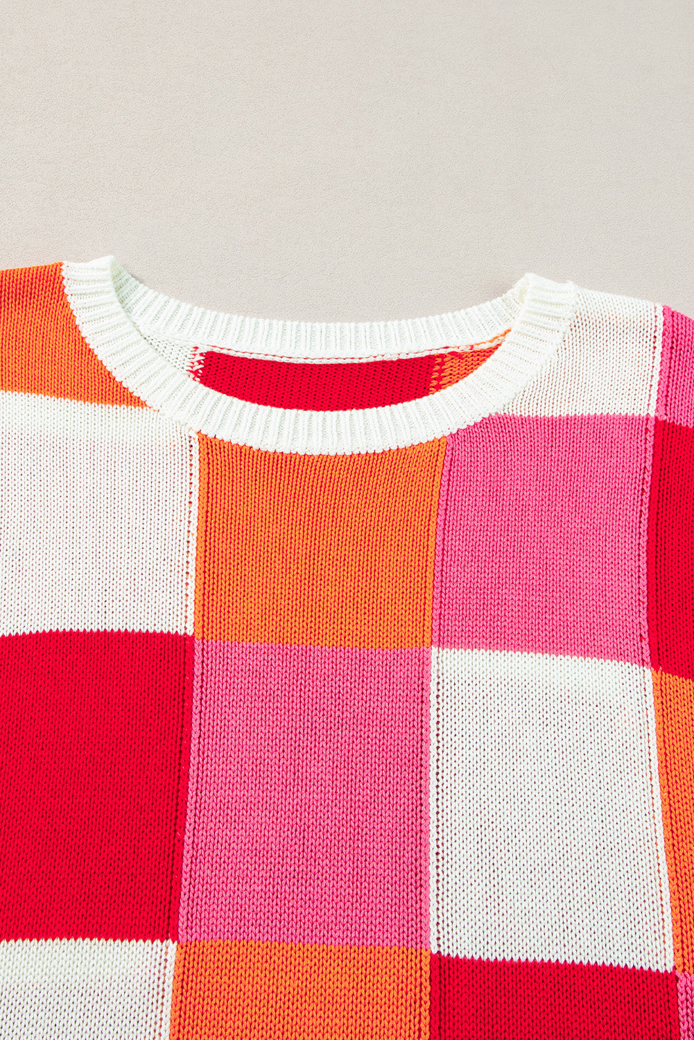 Contrast Plaid Round Neck Cap Sleeve Sweater Trandify Deal