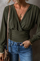 Ruched Surplice Long Sleeve Bodysuit Trandify Deal