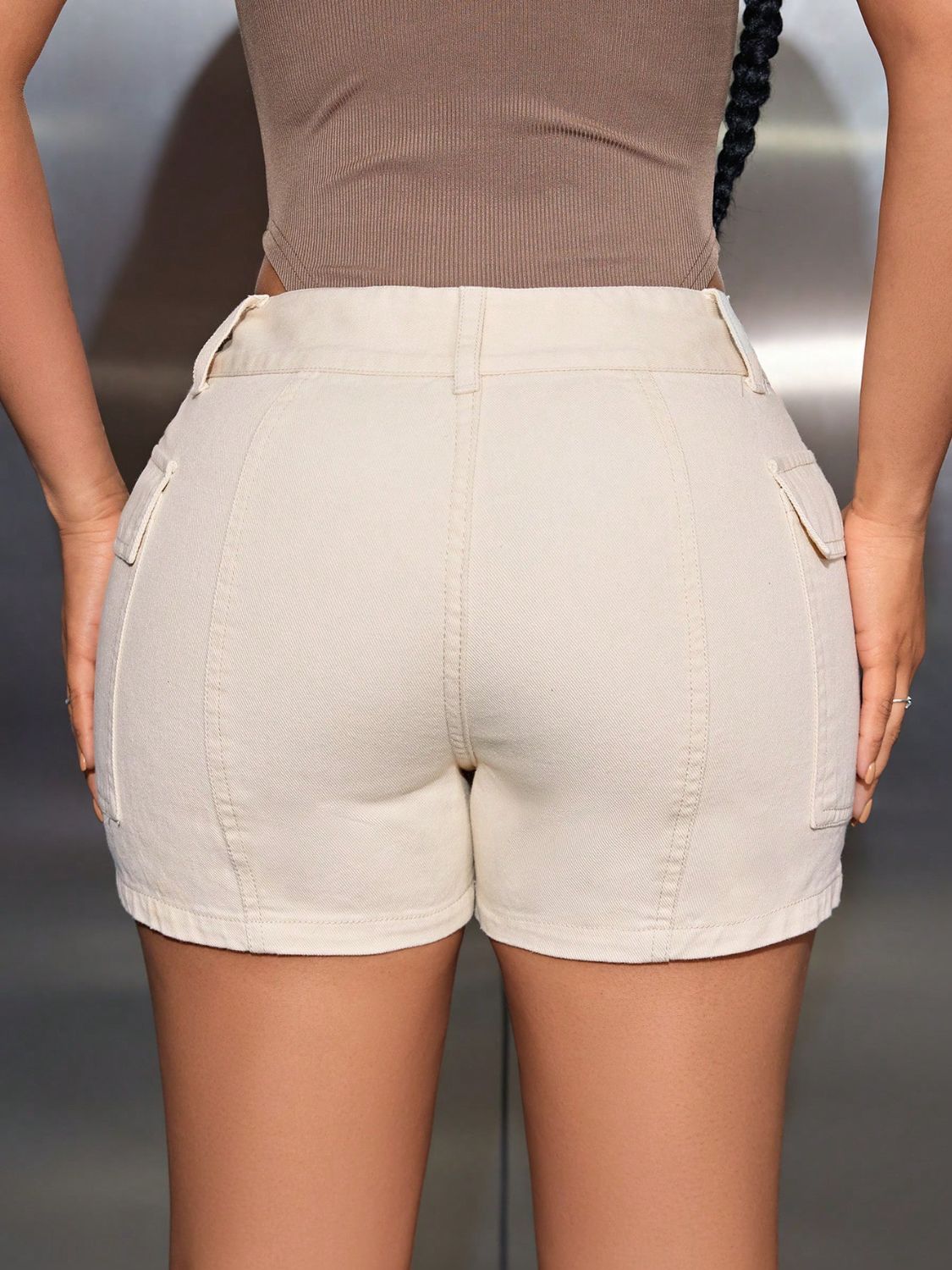 Mid-Rise Waist Denim Shorts with Pockets Trandify Deal