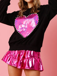 Pearl Trim Round Neck Sweatshirt Trandify deal