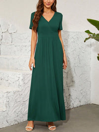 Surplice Short Sleeve Maxi Dress Trandify deal