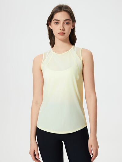 Women’s Cutout Back Active Tank Top – Cropped Yoga Tee for Workouts