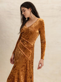 Elegant V-Neck Long Sleeve Midi Dress for Women – Trandifydeal USA