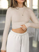 Ribbed Long Sleeve Crop Top - Soft Basic T-Shirt