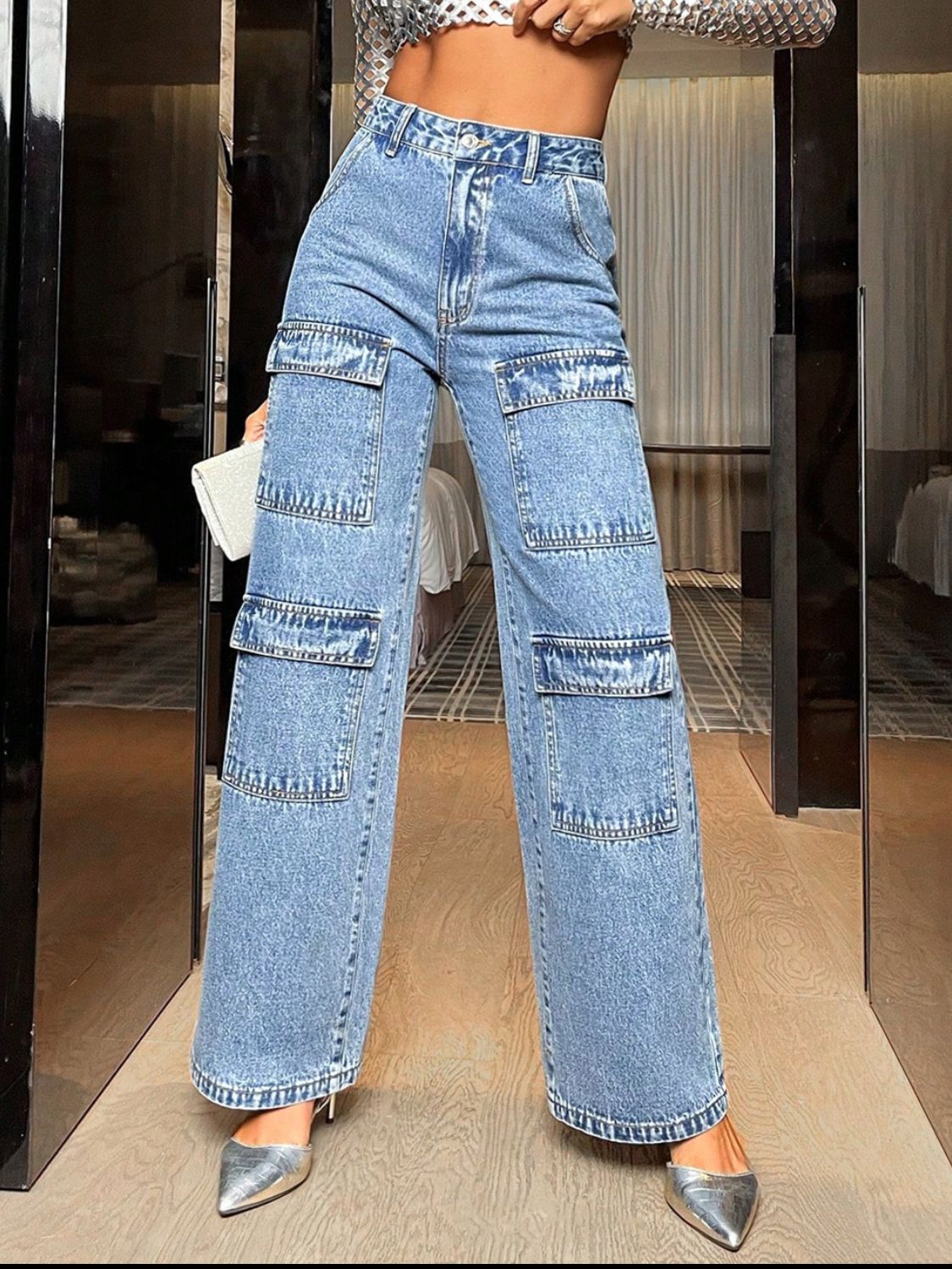 Wide Leg High Waist Jeans with Pockets Trandify Deal