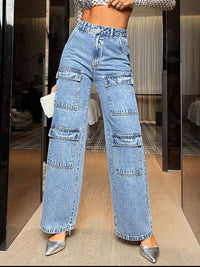 Wide Leg High Waist Jeans with Pockets Trandify Deal