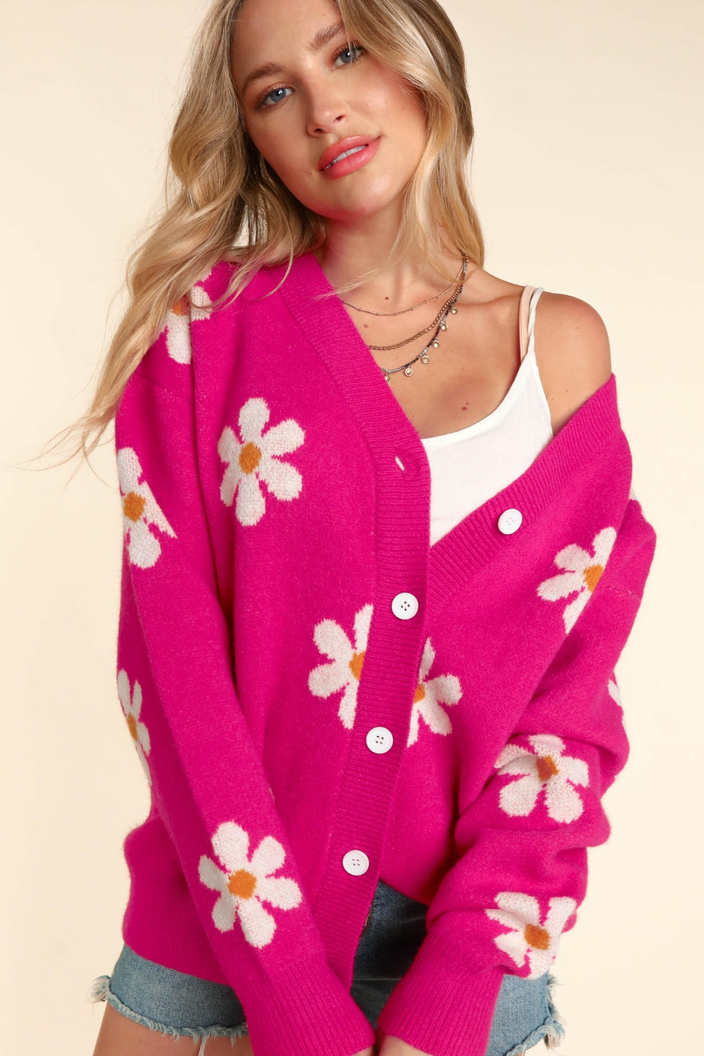 Haptics Full Size Daisy Floral Button Down Long Sleeve Cardigan Trandify deal
