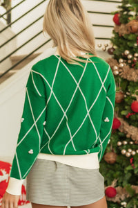Diamond Pattern Contrast Trim Mock Neck Sweater Trandify Deal