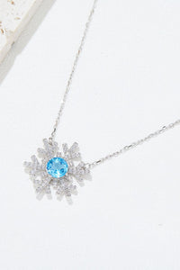 925 Sterling Silver Topaz Snowflake Shape Necklace Trandify Deal