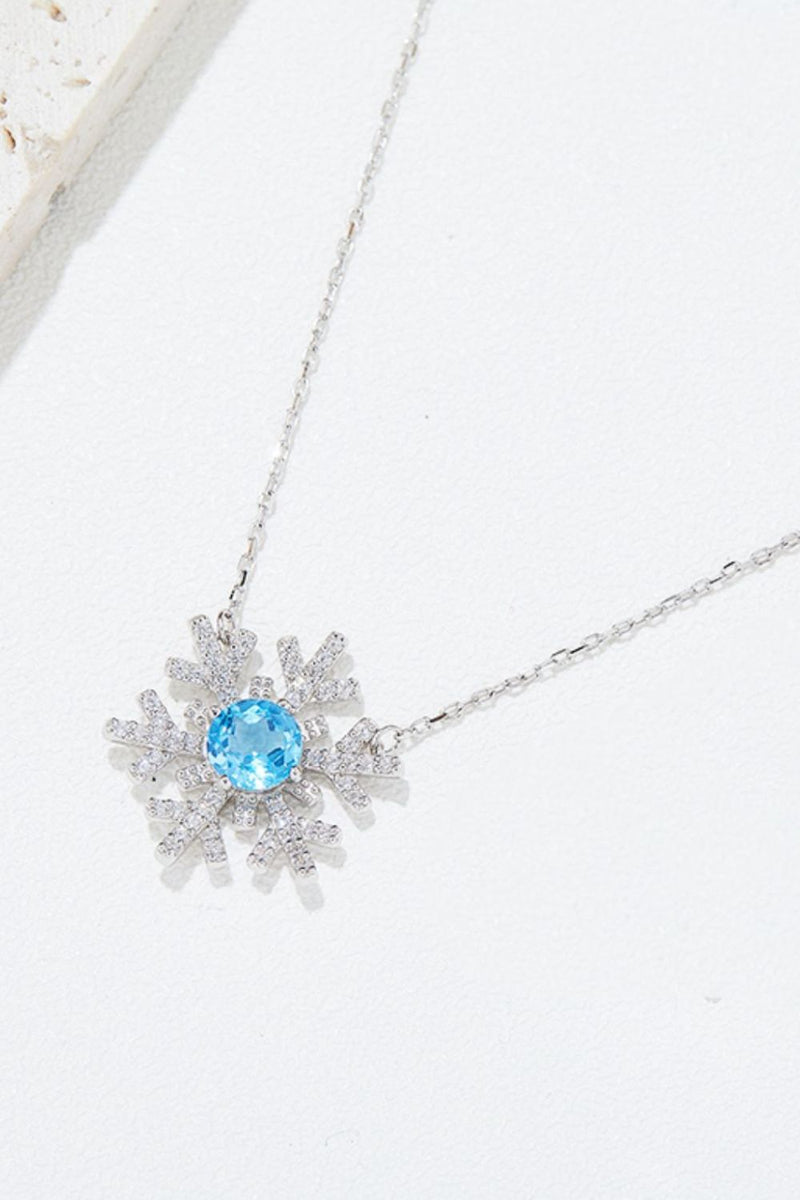 925 Sterling Silver Topaz Snowflake Shape Necklace Trandify Deal