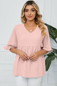 Peplum V-Neck Half Sleeve T-Shirt Trandify deal