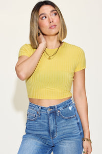 Basic Bae Full Size Ribbed Round Neck Short Sleeve T-Shirt Trandify Deal