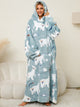 Fuzzy Pocketed Long Sleeve Hooded Lounge Dress Trandify Deal