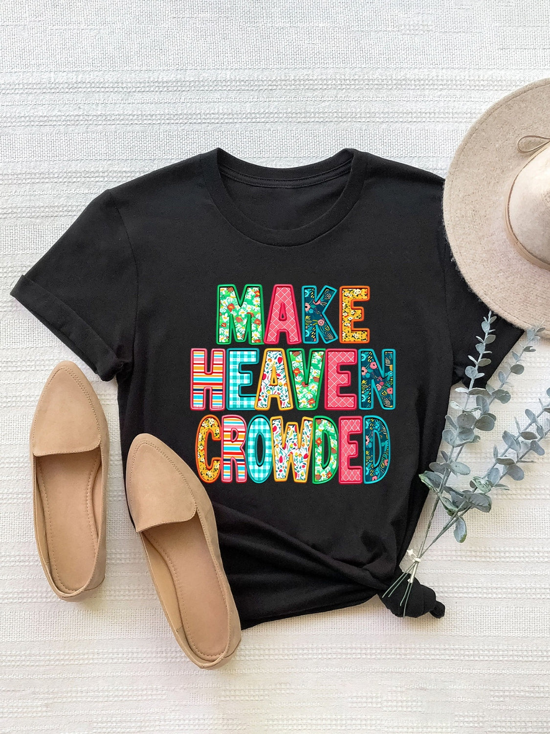 Letter Round Neck Short Sleeve T-Shirt Trandify deal